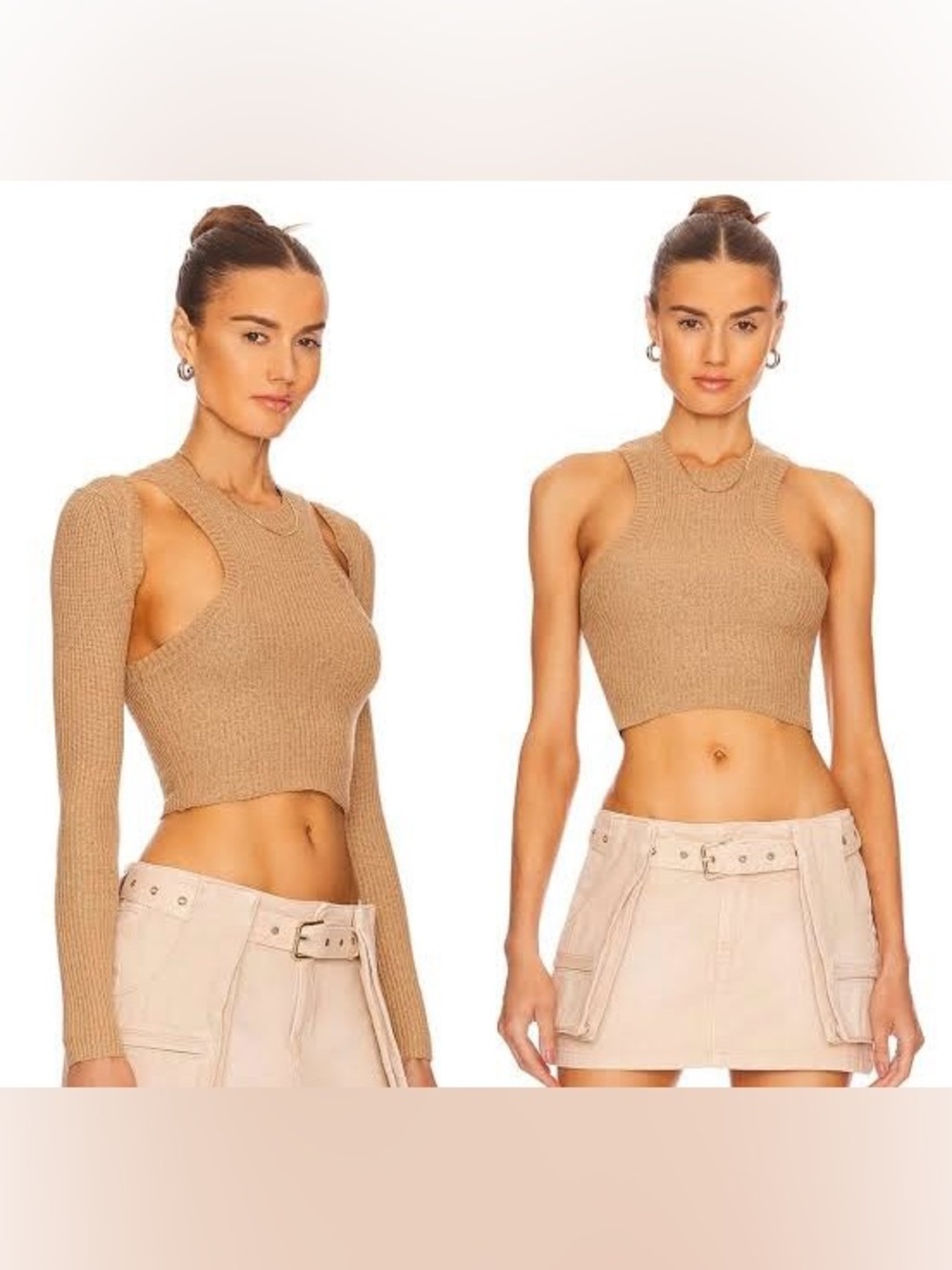 SER.O.YA/Retrofête - Joel Knit Set - Cropped Shrug & Halter NWT - XL - Tan- $238